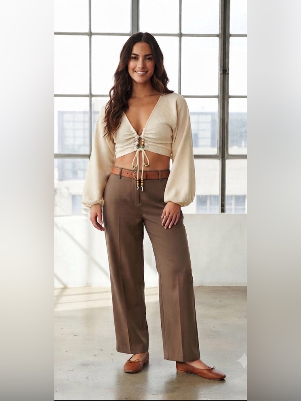 ASOS Design Drawstring Cropped Top with V-Neck